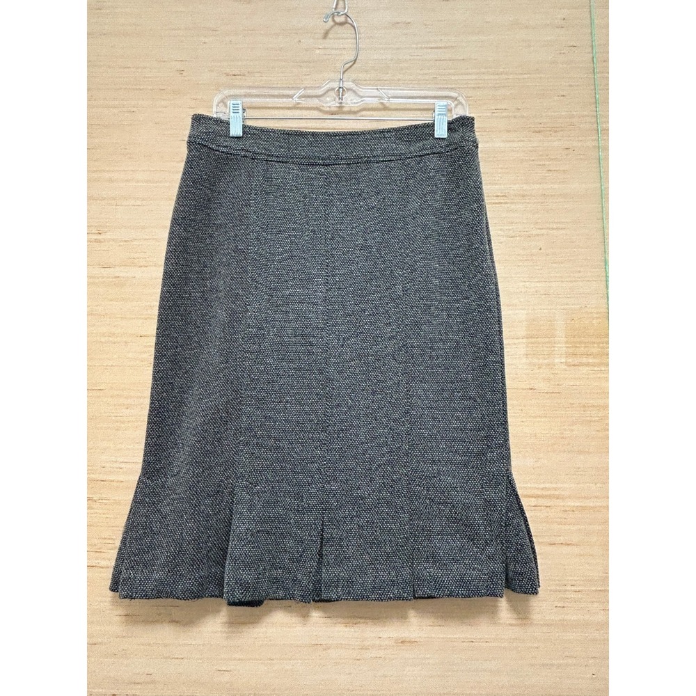Sunny Leigh Grey Salt and Pepper A-Line Pleated Flounce Hem Skirt Size‎ 8